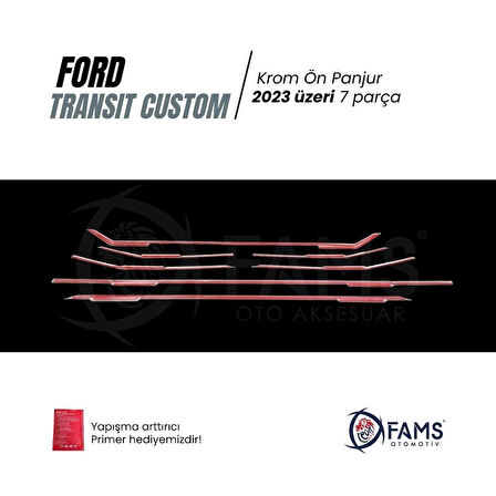 Ford Transit Custom 2023 > Ön Panjur 7 Parça Paslanmaz Çelik