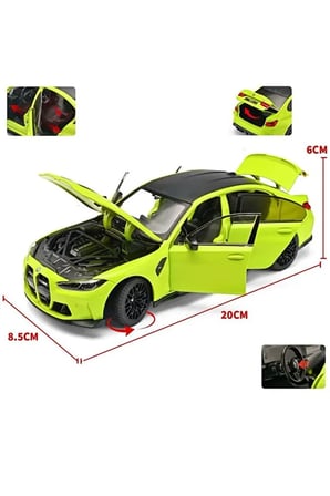 1:24 BMW M4 CSL Diecast Model Araba Sesli Işıklı BMW M4 Spor Diecast Model Araba YEŞİL