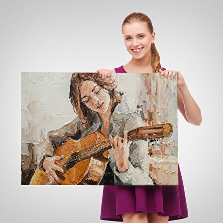 Harita Sepeti Gitar Çalan Kız Duvar Tablosu-1241