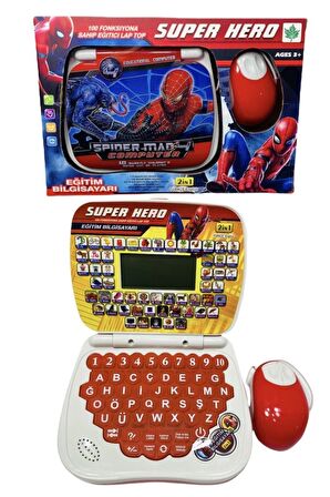 Eğitici Ekranlı Laptop Çocuk Bilgisayarı Mauslu 100 Fonksiyon Ingilizce Ve Türkçe Spiderman