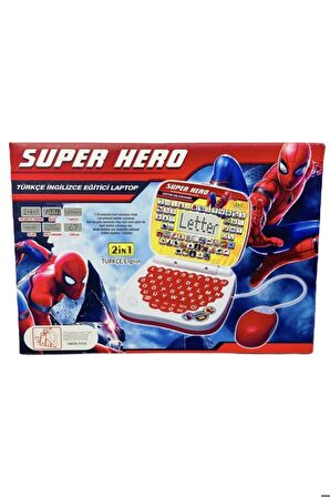 Eğitici Ekranlı Laptop Çocuk Bilgisayarı Mauslu 100 Fonksiyon Ingilizce Ve Türkçe Spiderman