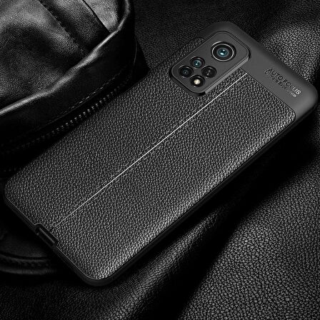 Smcase Xiaomi Mi10T Pro Kılıf Deri Dokulu Silikon  Tam Kapatan Nano Ekran Koruyucu