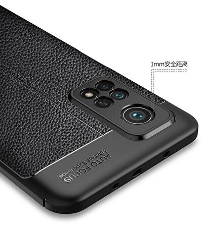Smcase Xiaomi Mi10T Pro Kılıf Deri Dokulu Silikon  Tam Kapatan Nano Ekran Koruyucu