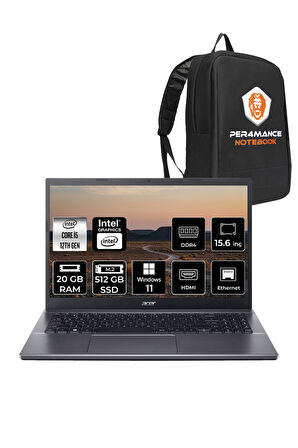 Acer Extensa 15 EX215-55 i5-1235U 20GB RAM 512GB SSD 15.6'' FHD W11H Dizüstü Bilgisayar & PER4 ÇANTA