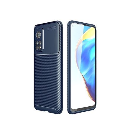 Smcase Xiaomi Mi10T Pro Kılıf Negro Karbon Dokulu Silikon  Tam Kapatan Nano Ekran Koruyucu