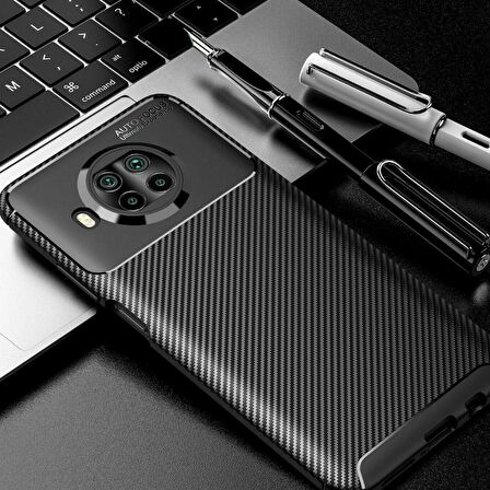 Smcase Xiaomi Mi10T Lite Kılıf Negro Karbon Dokulu Silikon