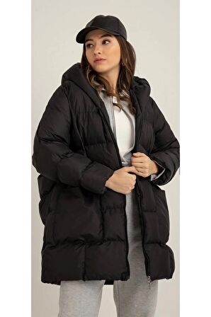 Kadın Oversize Puffer Yarasa Şişme Mont