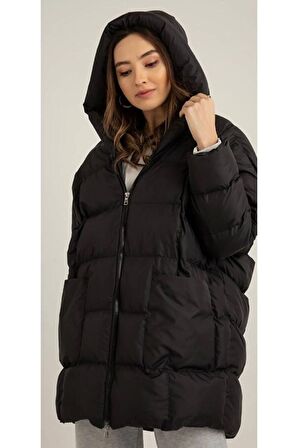 Kadın Oversize Puffer Yarasa Şişme Mont