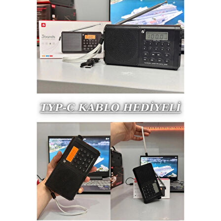 DX‑22 Dijital Radyo, FM Radyo & Bluetooth  Uyumlu Hoparlör | Taşınabilir Siyah Nostaljik Radyo