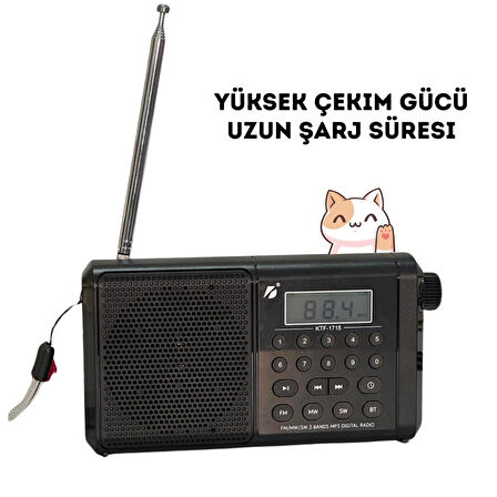 DX‑22 Dijital Radyo, FM Radyo & Bluetooth  Uyumlu Hoparlör | Taşınabilir Siyah Nostaljik Radyo