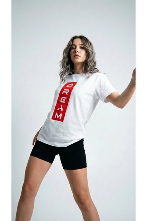 Unisex Düz Renk Dream Dijital Baskılı Bisiklet Yaka Basic Tişört Beyaz / XL