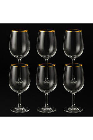 Kristal Ayaklı Bardak Altın Yaldızlı 350 ml 6 Adet