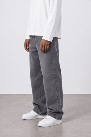 Erkek Baggy Jean Koyu Gri