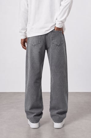 Erkek Baggy Jean Koyu Gri