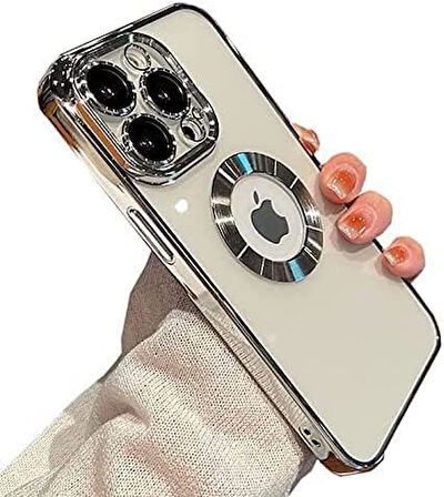 İPHONE 14 PRO MAX UYUMLU OMEGA LAZER KESİM YUMUŞAK KILIF KAMERA KORUMALI ŞIK TASARIM SİLİKON ŞEFFAF KENAR GÜMÜŞ