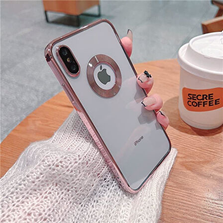 İPHONE X XS UYUMLU OMEGA LAZER KESİM YUMUŞAK KILIF KAMERA KORUMALI ŞIK TASARIM SİLİKON ŞEFFAF KENAR ROSE GOLD