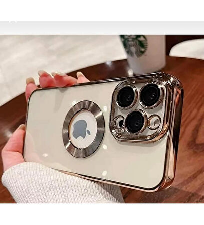 İPHONE XR UYUMLU OMEGA LAZER KESİM YUMUŞAK KILIF KAMERA KORUMALI ŞIK TASARIM SİLİKON ŞEFFAF KENAR GOLD