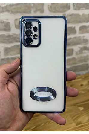 SAMSUNG A13 4G UYUMLU OMEGA LAZER KESİM YUMUŞAK KILIF KAMERA KORUMALI ŞIK TASARIM SİLİKON ŞEFFAF KENAR MAVİ