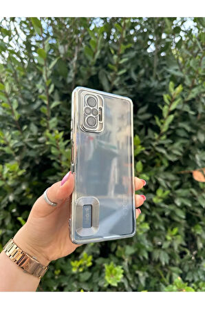 XİAOMİ NOTE 10 NOTE 10S UYUMLU OMEGA LAZER KESİM YUMUŞAK KILIF KAMERA KORUMALI ŞIK TASARIM SİLİKON ŞEFFAF KENAR GÜMÜŞ