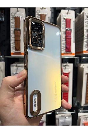 XİAOMİ NOTE 11 NOTE 11S UYUMLU OMEGA LAZER KESİM YUMUŞAK KILIF KAMERA KORUMALI ŞIK TASARIM SİLİKON ŞEFFAF KENAR GOLD