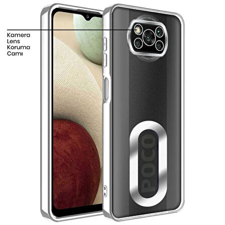 XİAOMİ POCO X3 POCO X3 PRO UYUMLU OMEGA LAZER KESİM YUMUŞAK KILIF KAMERA KORUMALI ŞIK TASARIM SİLİKON ŞEFFAF KENAR GÜMÜŞ