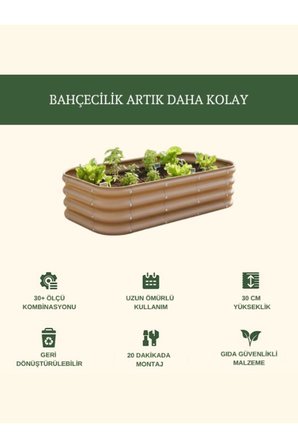 Modüler Yükseltilmiş Bahçe Sebze Yatağı No:1 (60x60) Bej