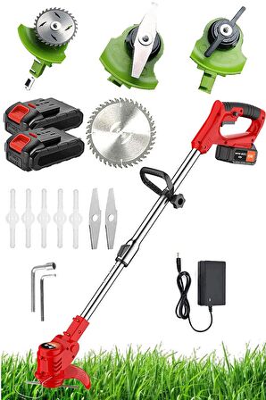 Turbo Şarjlı Çift Akülü 21000VL Kömürsüz Motor Çim Çalı Ot Biçme Tırpanı Teleskopik Uzatma Kolu