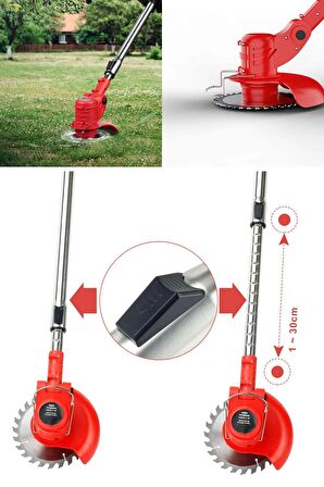 Turbo Şarjlı Çift Akülü 21000VL Kömürsüz Motor Çim Çalı Ot Biçme Tırpanı Teleskopik Uzatma Kolu