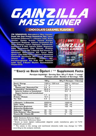 SSN İkili Mass Gainer Karbonhidrat Gainzilla 10 KG Gainer (Çilekli Dondurma-Çikolata Karamel)