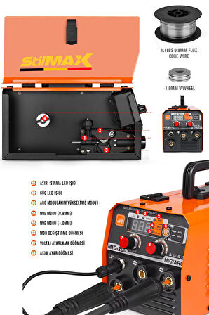 Germany Etop Yeni Nesil 3ın1 Gazsız Gazaltı İnvertör Kaynak + Mıg Fonksiyonlu Dijital Gösterge + Tel