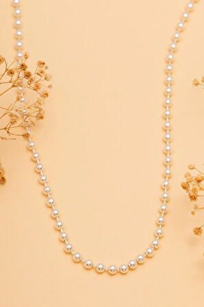 Kadın Gümüş Kolye - 5mm Top Zincir Model 925 Ayar Gümüş Kadın Kolye Zincir