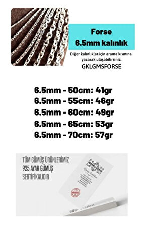 Kadın Gümüş Kolye - 6.5mm Forse Model 925 Ayar kadın Gümüş Kolye Zincir