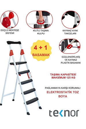  Extreme Plastik 4+1 Basamaklı Metal Merdiven