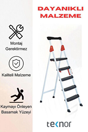  Extreme Plastik 4+1 Basamaklı Metal Merdiven