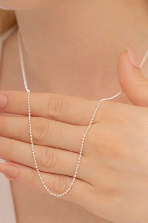 Kadın Gümüş Kolye - 2,5mm Top Zincir Model 925 Ayar Gümüş Kadın Kolye Zincir