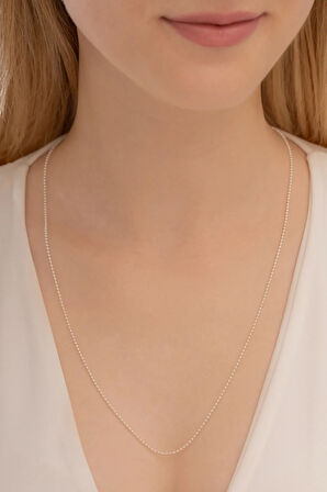 Kadın Gümüş Kolye - 2,5mm Top Zincir Model 925 Ayar Gümüş Kadın Kolye Zincir