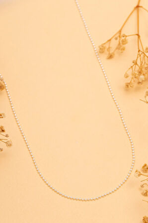 Kadın Gümüş Kolye - 2,5mm Top Zincir Model 925 Ayar Gümüş Kadın Kolye Zincir