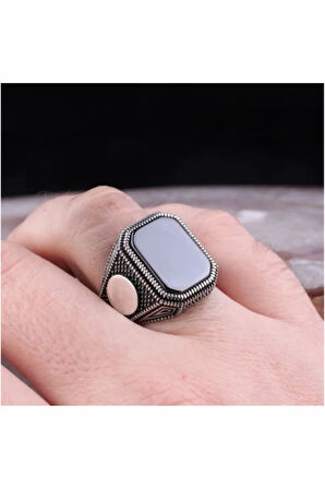 Erkek Gümüş Yüzük - Oniks Taşlı Erkek Yüzük
