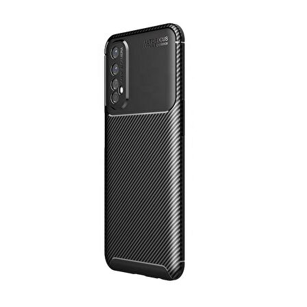 Smcase Realme 7 Kılıf Negro Karbon Dokulu Silikon  Nano Ekran Koruyucu