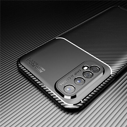 Smcase Realme 7 Kılıf Negro Karbon Dokulu Silikon  Nano Ekran Koruyucu