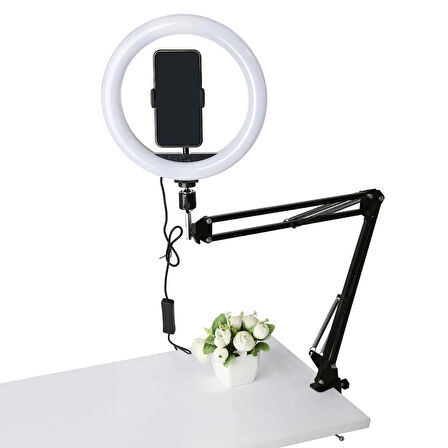 10 İnç Metal Flexible Masaüstü Sıkıştırmalı Youtuber Ring Light LED Selfie Çalışma Işığı