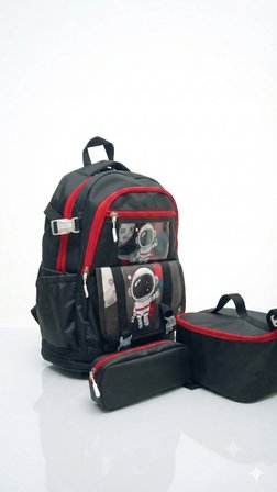 İLKOKUL 3 LÜ SET KAREKTER DESENLİ LAPTOP BÖLMELİ KALEMLİK,BESLENME ÇANTALI ERKEK ÇOCUK OKUL SIRT ÇANTASI 41*27*17 cm