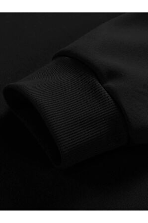 Erkek Siyah Boston Baskılı Oversize Sweatshirt