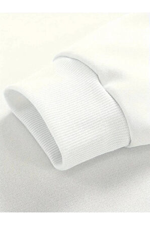 Erkek Beyaz Boston Baskılı Oversize Sweatshirt