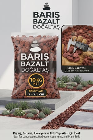 Doğal Volkanik Taşı Kırığı 2-2,5 cm Dekoratif Bahçe Saksı Teraryum Akvaryum Taşı 10 KG