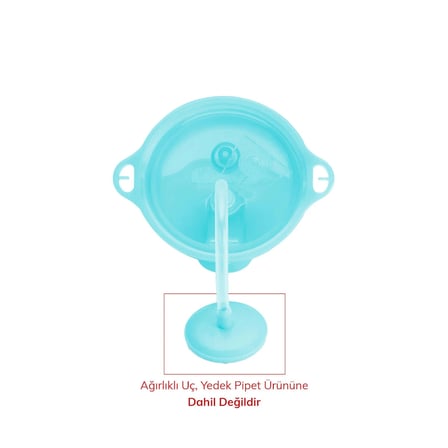 Munchkin Tıklama Kilitli Uçlu Pipetli Alıştırma Bardağı, 12ay+, 296ml, Mavi,& Yedek Pipet 1 Adet