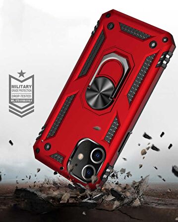 Smcase Samsung Galaxy M31S Kılıf Vega Yüzüklü Çift Katmanlı Tank Kapak  Nano Ekran Koruyucu