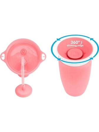 Munchkin Tıklama Kilitli Uçlu Alıştırma Bardağı 12Ay+,296Ml,Pembe +Munchkin  360° Alıştırma Bardağı, 12Ay+, 296Ml,Pembe