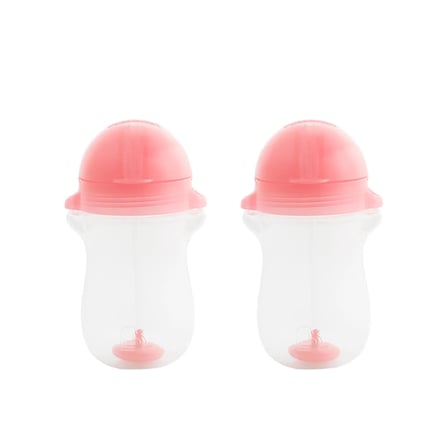 Munchkin Tıklama Kilitli Uçlu Pipetli Alıştırma Bardağı, 12ay+, 296ml, Pembe, 2li Paket 