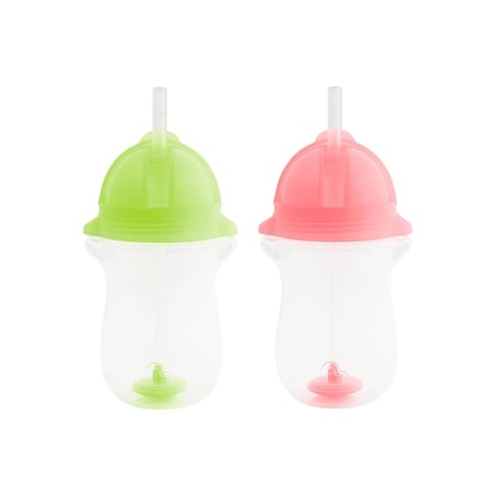 Munchkin Tıklama Kilitli Uçlu Pipetli Alıştırma Bardağı, 12AY+, 296ML, Yeşil & Pembe, 2li Paket
